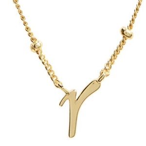 18K Gold Plated Sterling Silver "R" Lowercase Script initial necklace - NWT